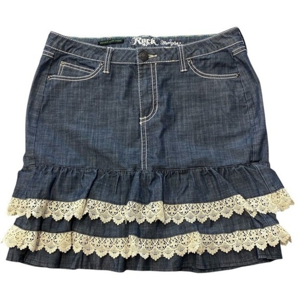 Rock 47 by Wrangler Skirt Festival Western Cowgirl Lace‎ Coquette Womens 31